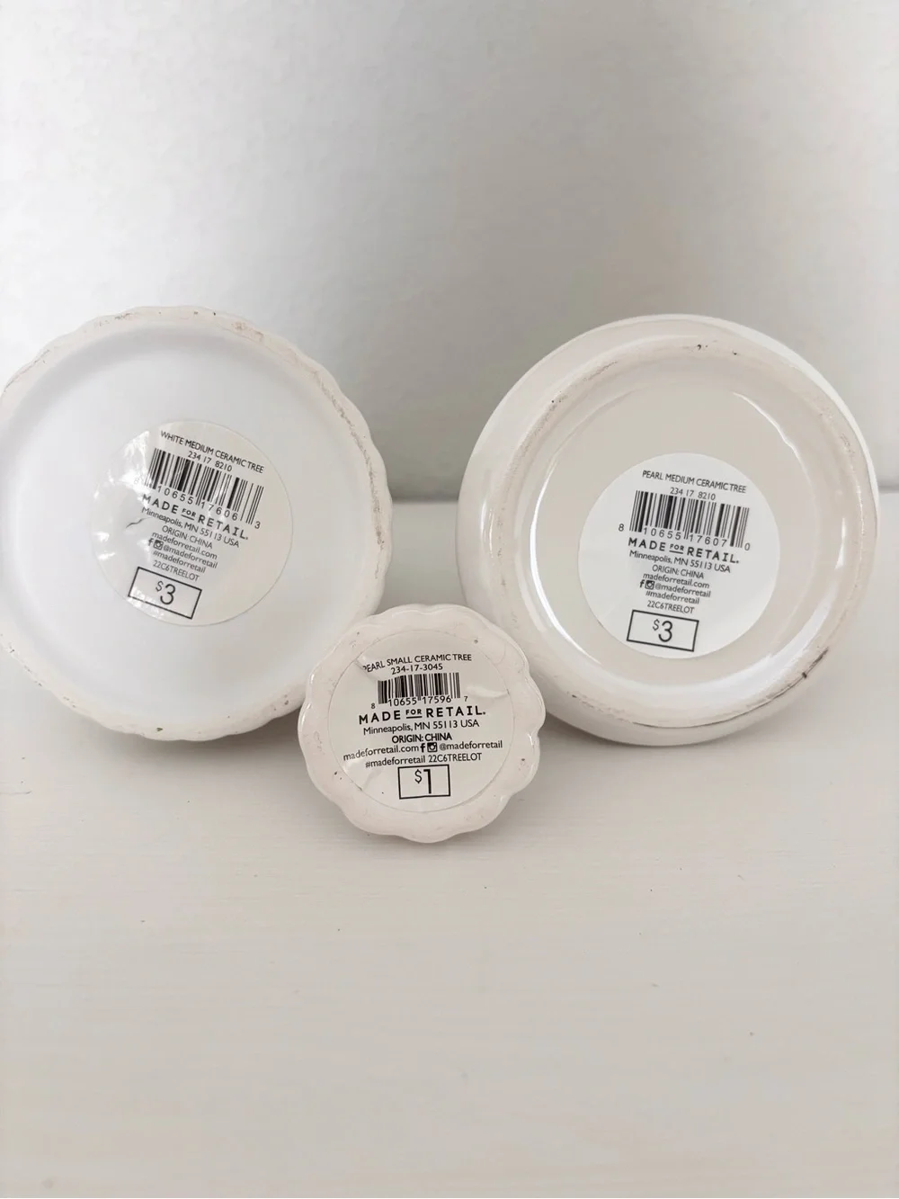 TARGET White/ Pearl Ceramic Trees (3) NWT